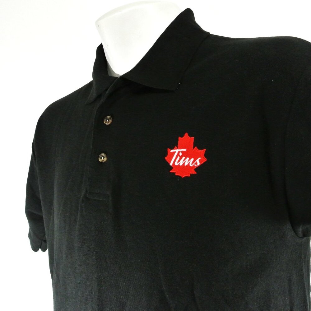 TIM HORTONS Coffee Donuts Employee Uniform Polo Shirt Black NEW Size L Large